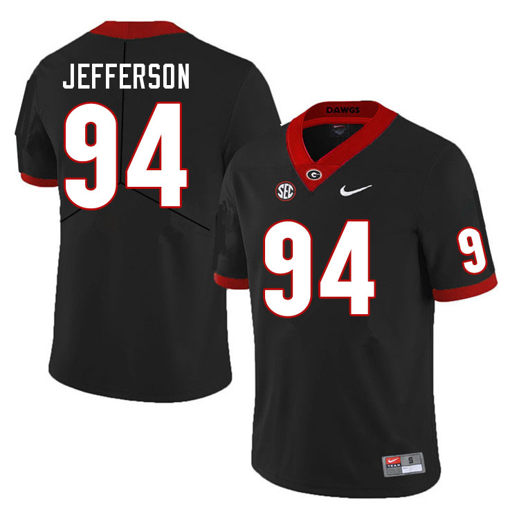 Men #94 Jonathan Jefferson Georgia Bulldogs College Football Jerseys Sale-Black